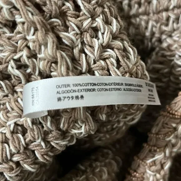 Free People Got Me in Stitches Tote Bag Brown One Size Boho Slouchy Crochet - Picture 7 of 13